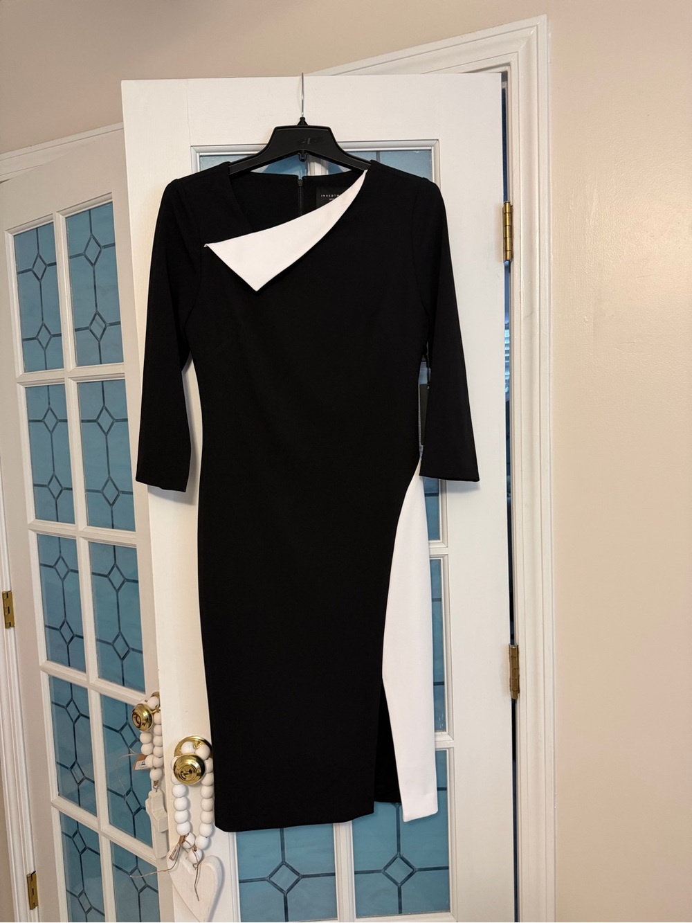 Investments Black and White Asymmetric Midi Dress